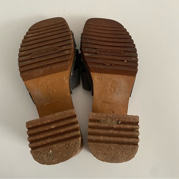 Vintage Leather Collection chunky mule grommet slide sandal heel 37 6 - Picture 8 of 15